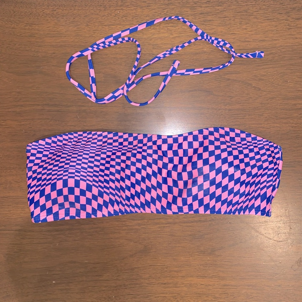 Pink/purple checkered bikini top